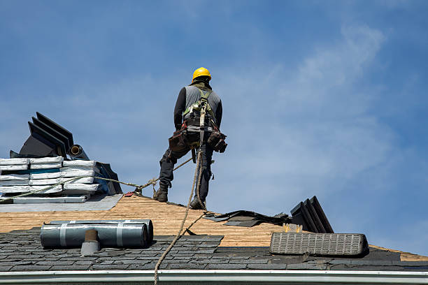 Professional Storm Damage Roof Repair technician working in Akron, MI